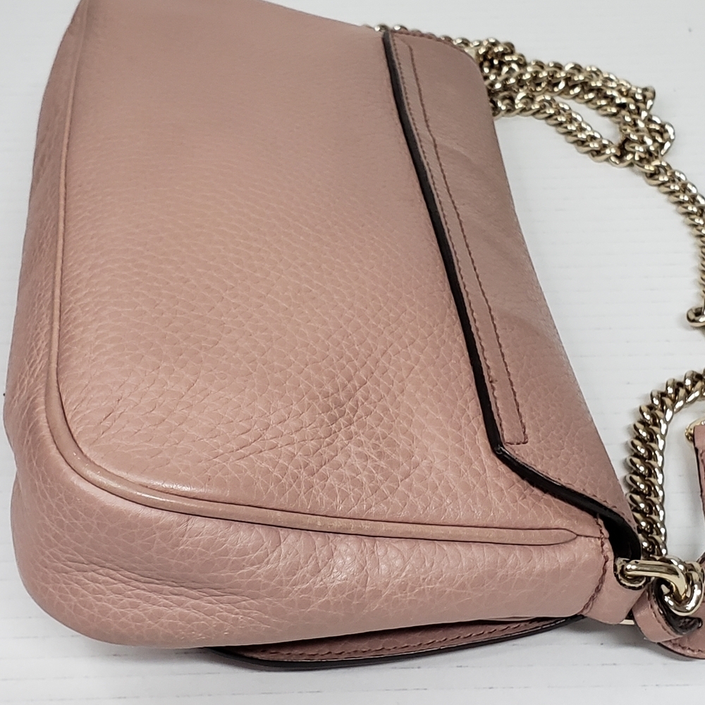 Authentic Gucci Soho Disco Pink Leather GG Tassel Chain Crossbody Bag Luxury - Picture 5 of 16